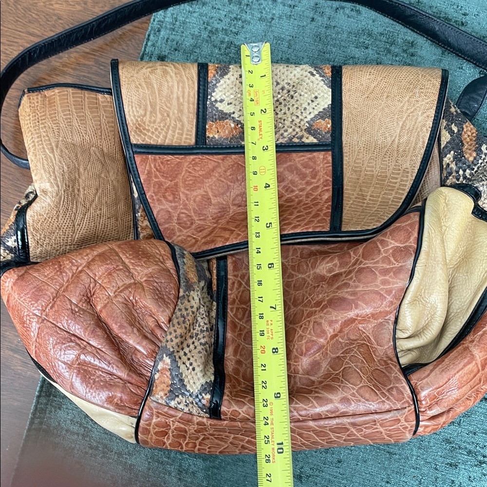Vintage Patchwork Exotic Leather & Patent Crossbody Bag - - Picture 10 of 11